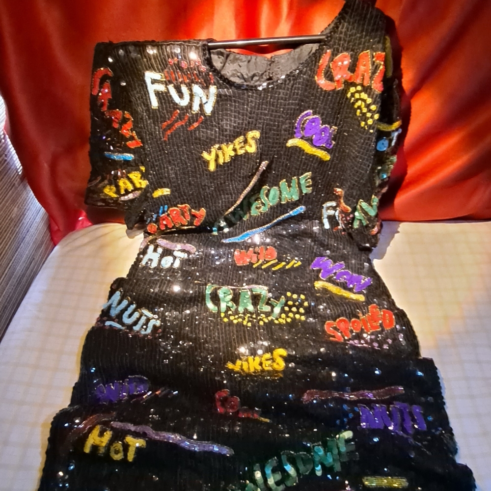 90s Small Modi Pop Art sequin dress